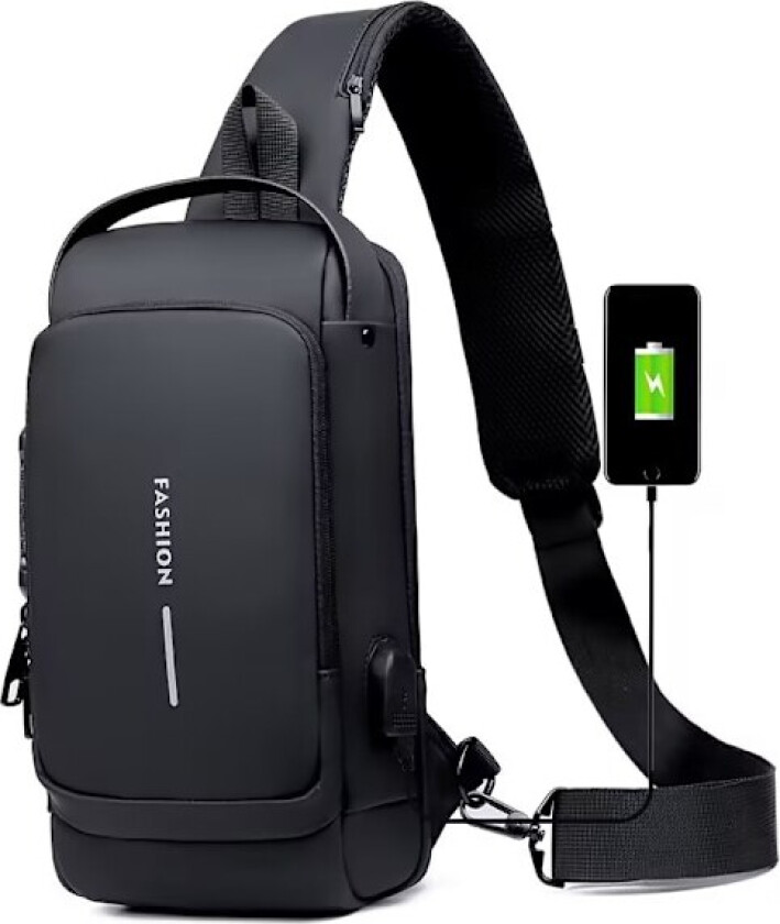 Axelveske Herre med kodelås og USB-port – Vannavvisende slingbag