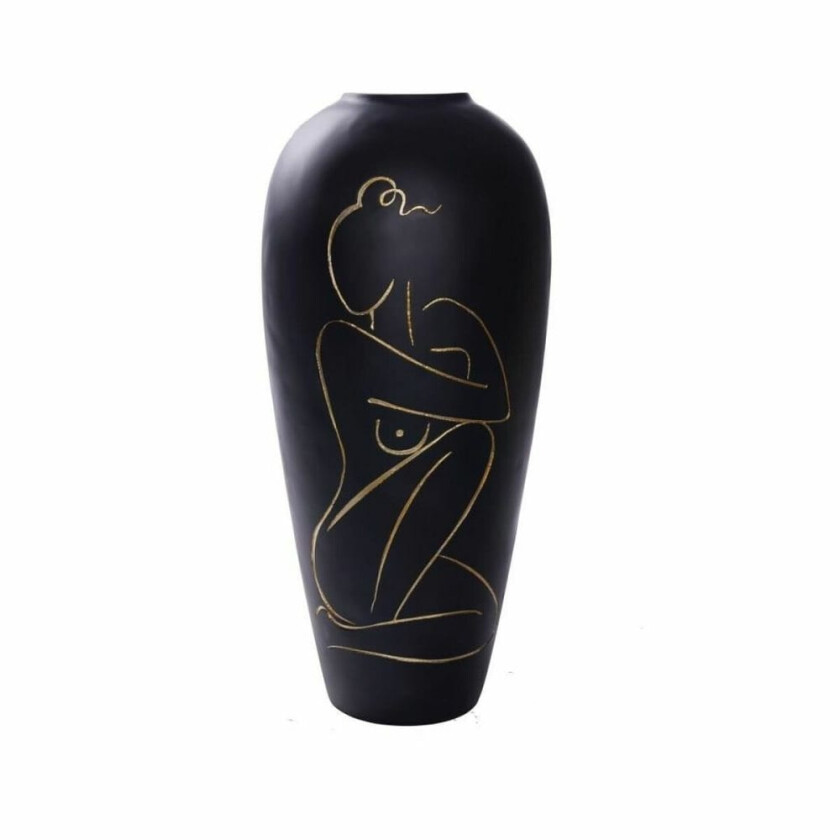 Vase DKD Home Decor Woman Black Resin Modern (34 x 34 x 73,5 cm)