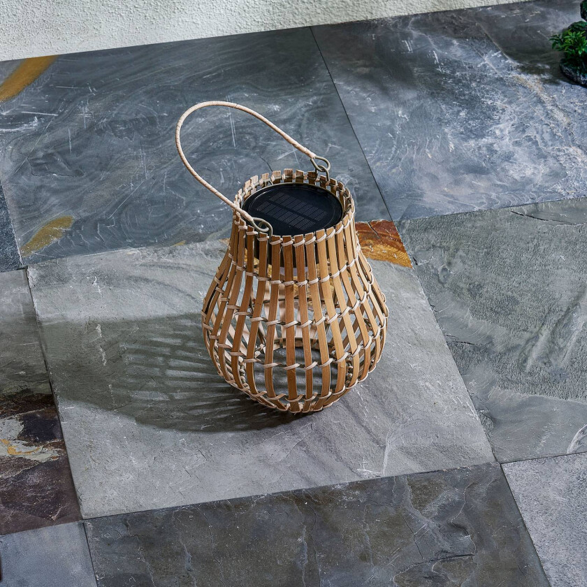 Amaria LED-solcelleterrasselampe bambus