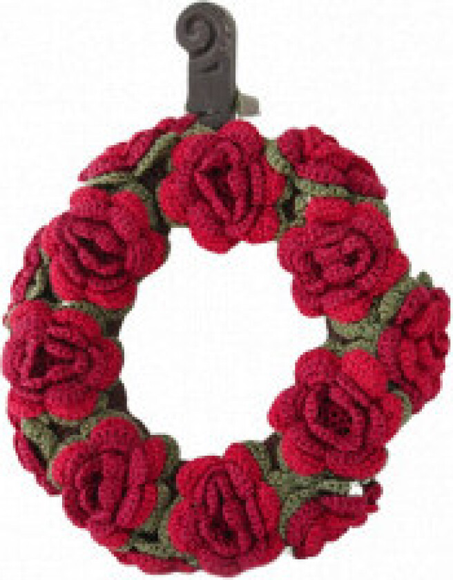 Christmas in Bloom by DROPS Design - Julekrans med blomster Hekleoppsk - Julekrans - 22 cm