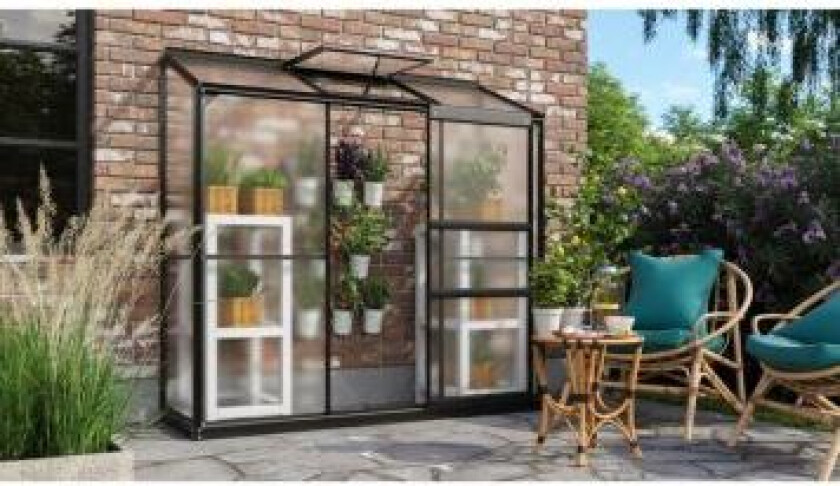 DRIVHUS VITAVIA IDA 1300 MED SOKKEL ALU/POLY SVART 1,3M²