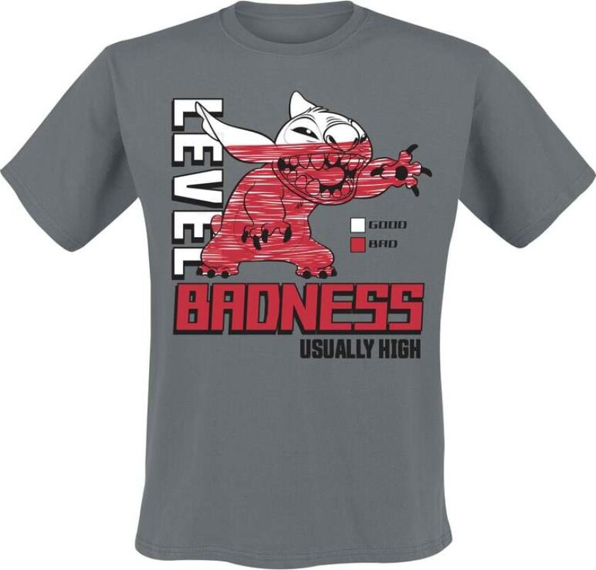 Disney T-skjorte - Level Badness Usually High - M til 3XL - Herrer - koksgrå