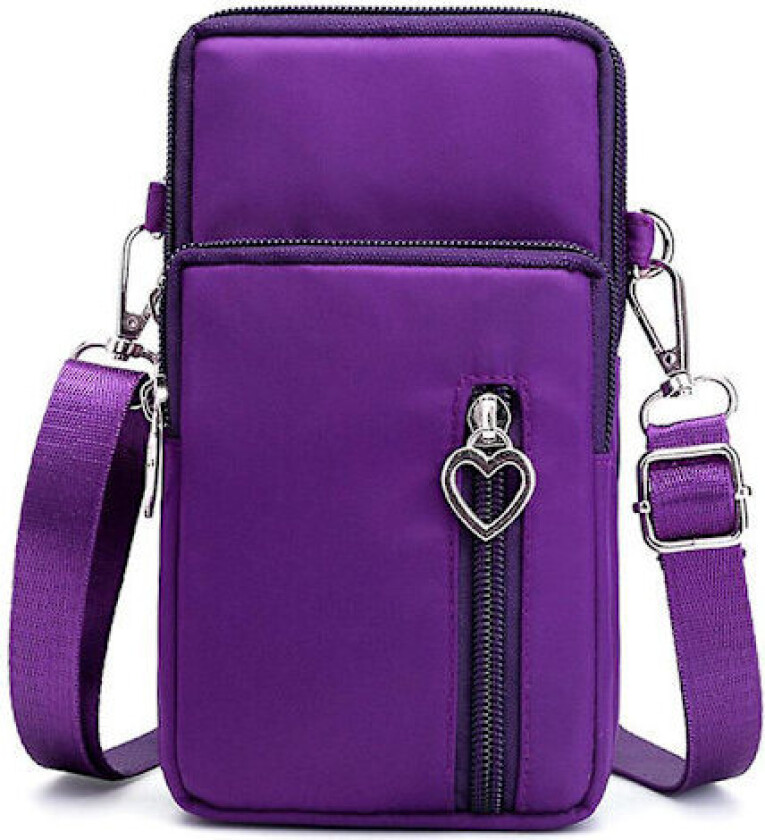 19 cm mobiltelefonveske lommebok crossbody veske mote sports skulderveske håndleddsveske telefonveske for kvinner menn gaver DB Mørk Lilla