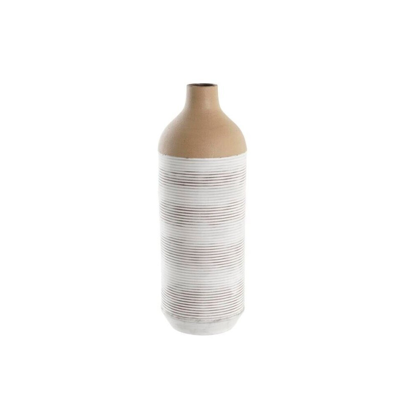Vase DKD Home Decor 16 x 16 x 45 cm Beige Metall Hvit Colonial
