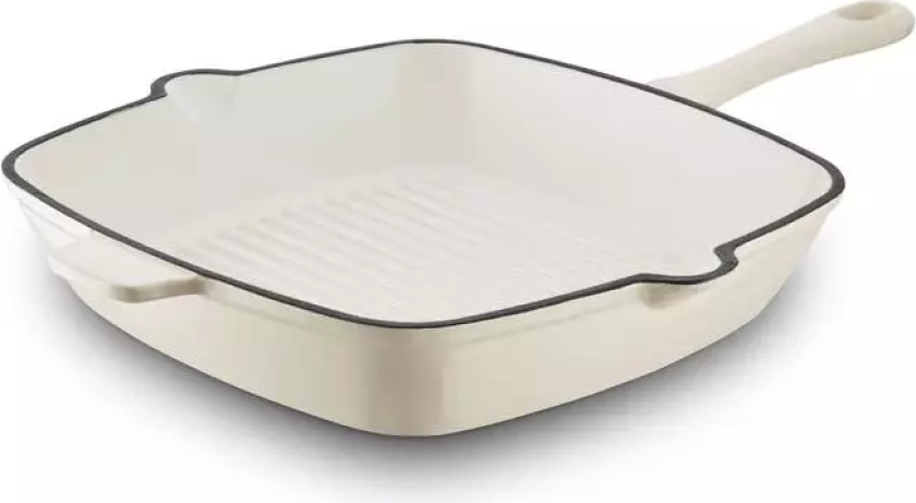 Støpejern Grillpanne Kremhvit 26cm