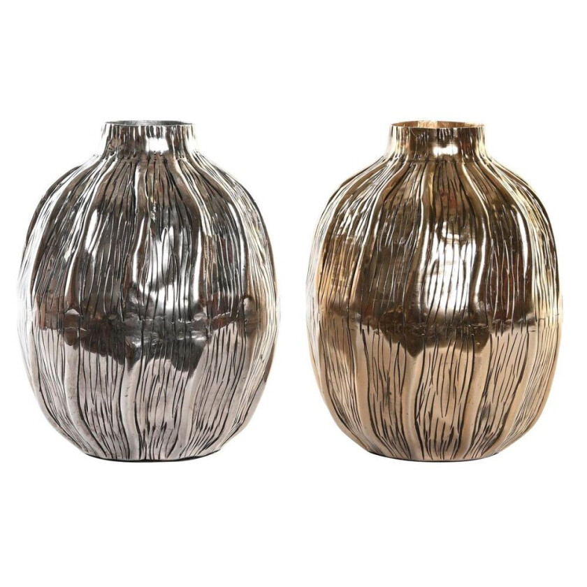 Vase DKD Home Decor Sølvaktig Gylden Aluminium Moderne 20 x 20 x 26 cm (2 kvanta)