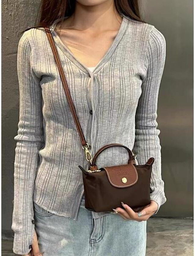 Sommersalg Longchamp mini dumpling bag crossbody veske dameveske mini liten veske med hullstansing og skulderrem