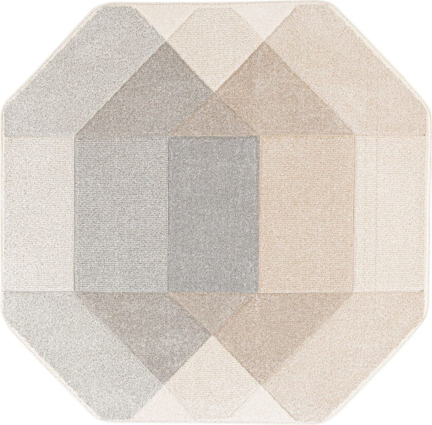 Teppe Navon Carved 200x200 cm - Grå/Beige