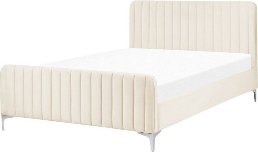 Dobbeltseng Lunan med lamellram Beige-Sølv, 140x200 cm - Beige-Sølv, 140x200 cm