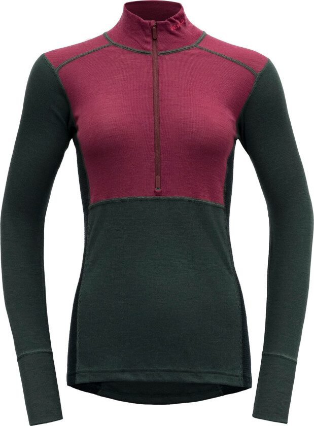 Women's Lauparen Merino 190 Zip Neck XS, Beetroot/Woods/Ink