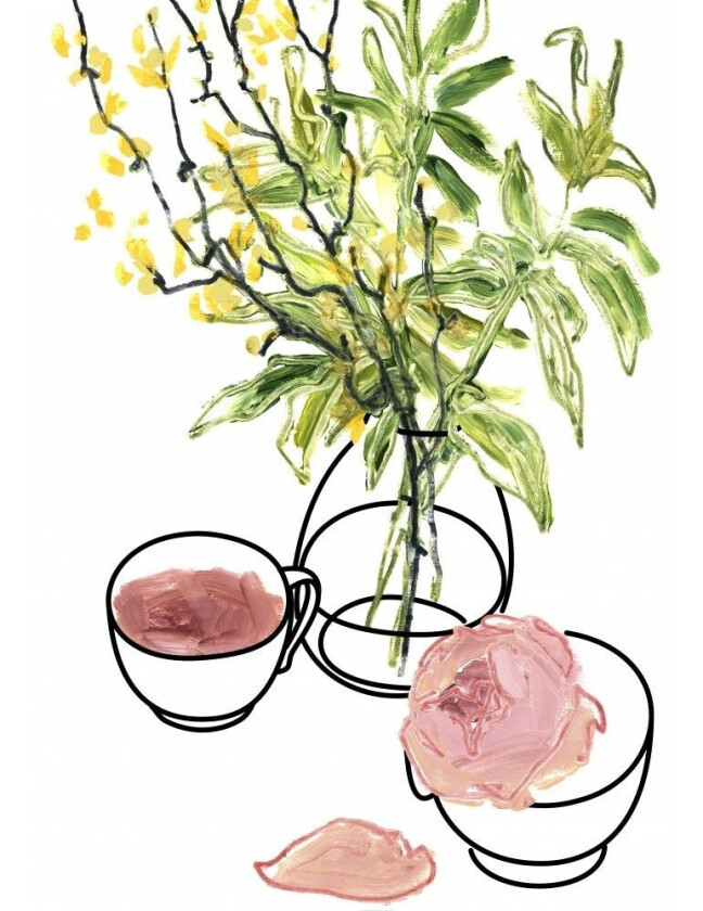 Vase, Teacup, And Rose - 70x100 cm