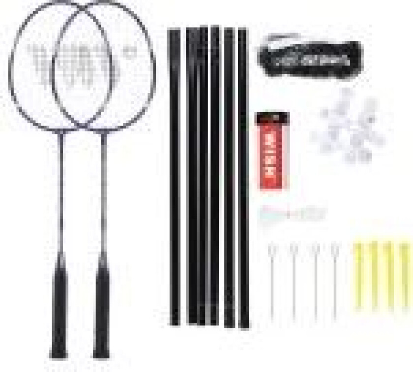 WISH Ønsker Alumtec badmintonracket sæt 4466 2 lilla rackete + 3 shuttlecocks + net + liner
