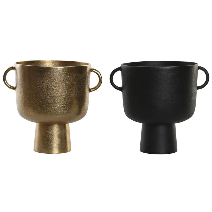 Vase DKD Home Decor 32 x 23 x 27 cm Black Golden Aluminium Modern (2 kvanta)