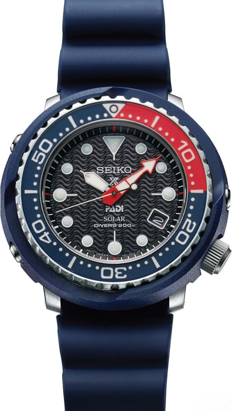 Seiko Prospex Solar Diver SNE499P1 - Kvarts - Blå Sølv - Herreklokker - Gummi - Mineral