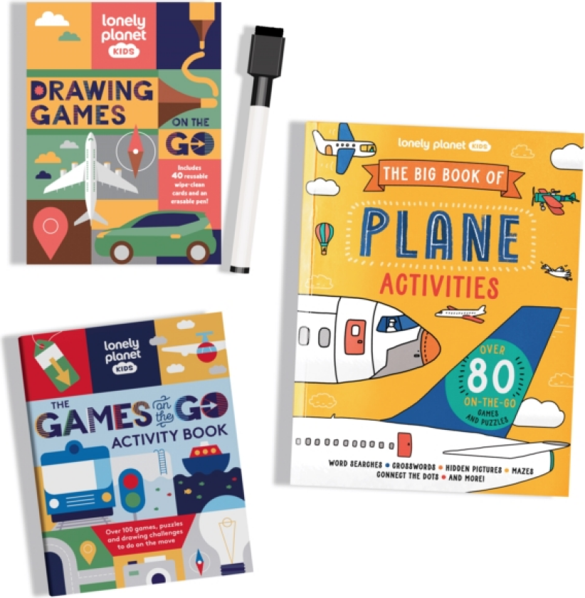 Lonely Planet Kids Activities on the Go Books & Box Set Bundle Plane Themed Games & Challenges | Brain Teasers & Puzzles | Awesome Drawing Tasks & Pencil to Paper Fun
