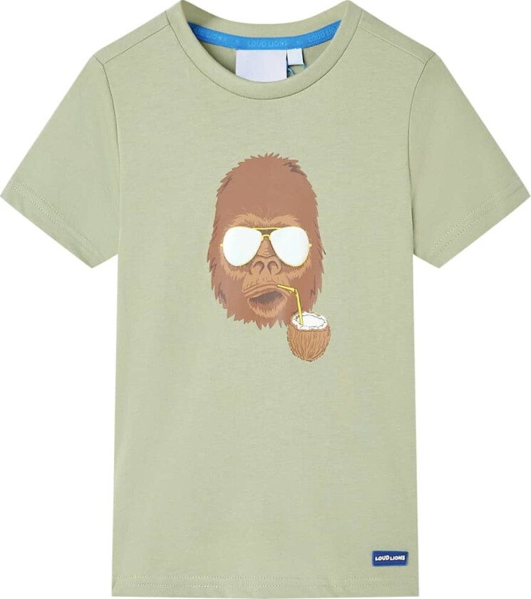 T-skjorte for barn med korte ermer lysekaki 140