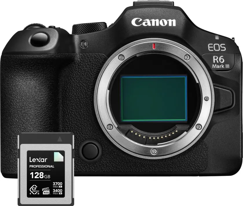 EOS R6 Mark III kamerahus kit Inkl Lexar CFexpress minnekort 128GB