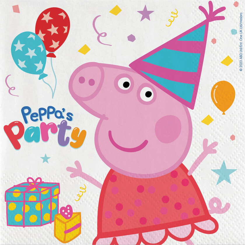 Servietter Peppa Gris™ Peppa’s Party - 20-pakning