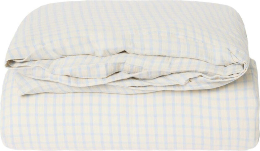 Gingham Sky Blue Muslin Duvet Cover Double 220x220 Cm - Dynetrekk Organisk Bomull Blå - GF120281-6700-1614EU