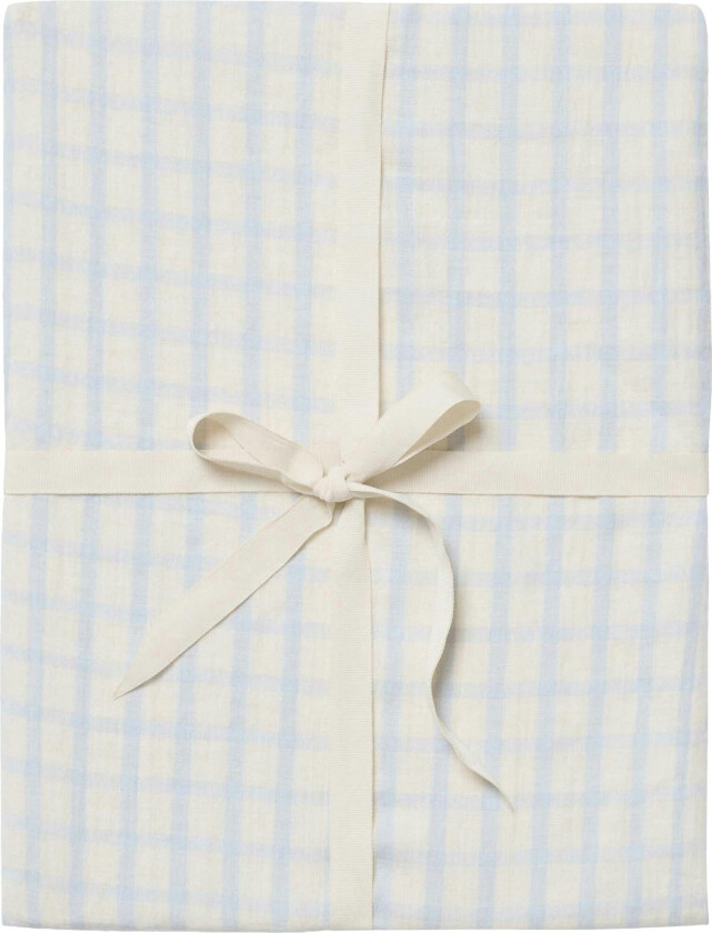 Gingham Sky Blue Muslin Fitted Sheet Double 180x200 Cm - Laken Organisk Bomull Blå - GF1500281-6700-233GL