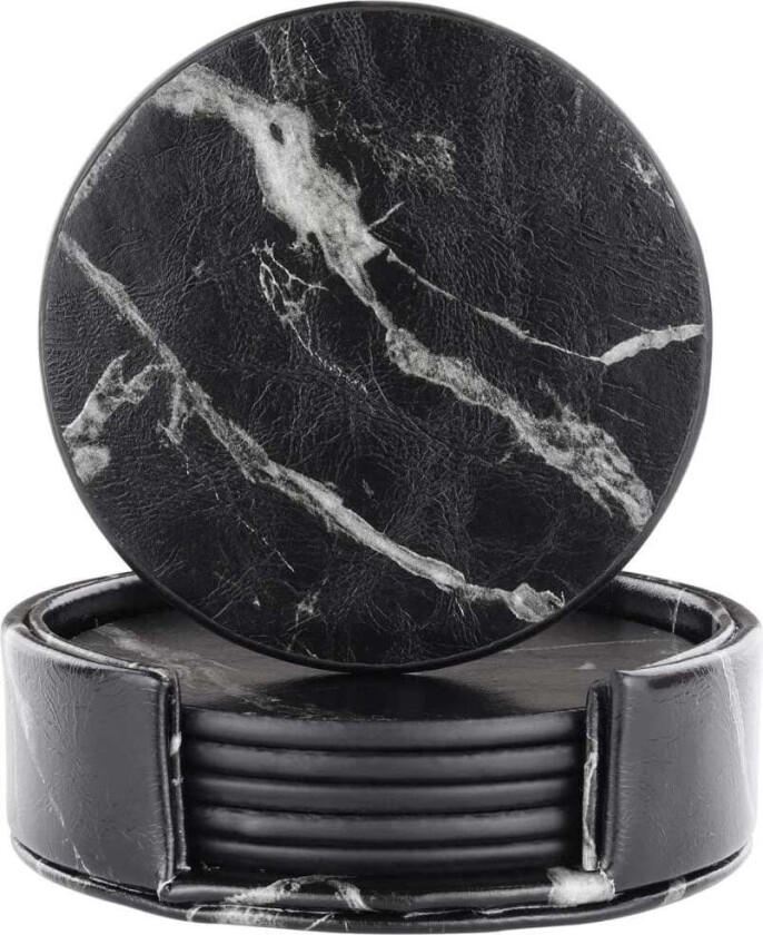 6x Glassbrikker med Holder - Rund - Svart