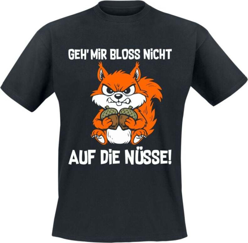 Fun T-skjorte - Geh mir Bloß nicht auf die Nüsse - M til 3XL - Herrer - svart