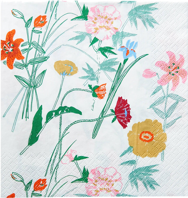 Marimekko Napkin Puutarhakutsut - White - 24X24CM