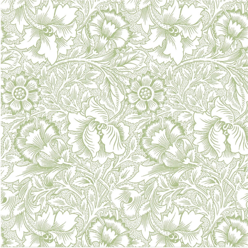 William Morris Napkin Pink & Poppy Napkin - Green - 33X33CM