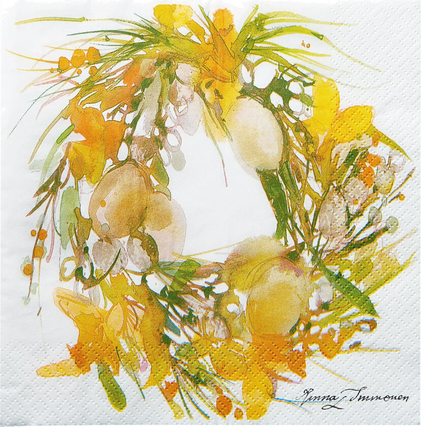 Napkin Kevätseppele - Yellow - 33X33CM
