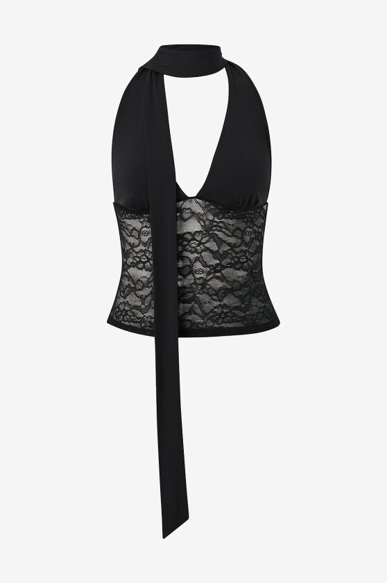 Halternecktopp Scarf halterneck top - Svart