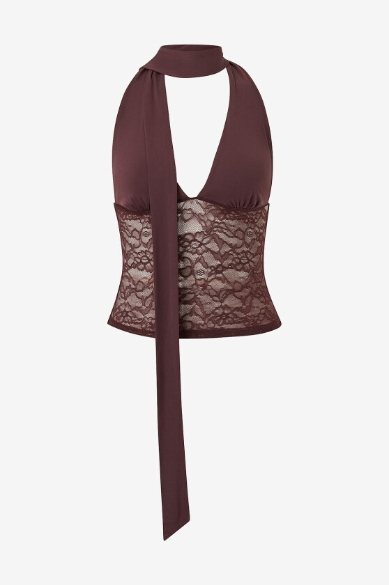 Halternecktopp Scarf halterneck top - Brun