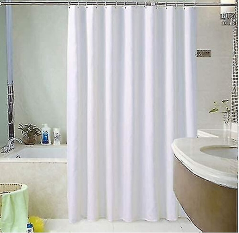 Dusjforheng i solid stoff - Hvit 180 X 220 Cm - Ekstra langt