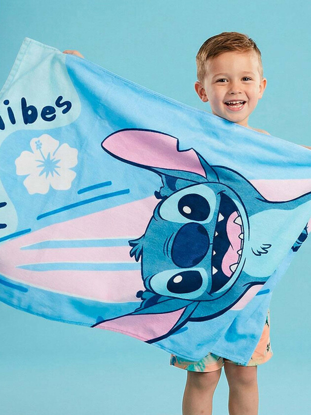 Disney Stitch Håndkle 100% Bomull, Blå - Badehåndklær & Hettehåndklær - 100% Bomull