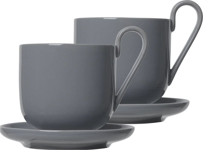 Ro kaffekopp med fat 2-pakning Sharkskin