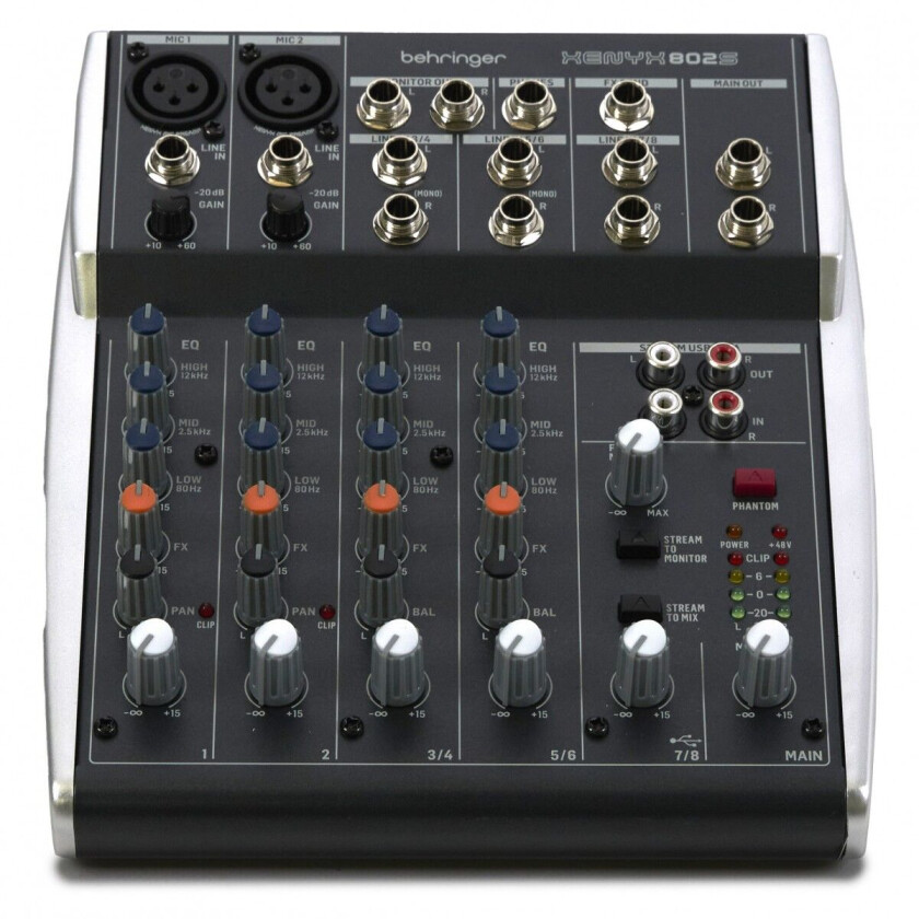 802S Analog Mikser med USB-strømmegrensesnitt