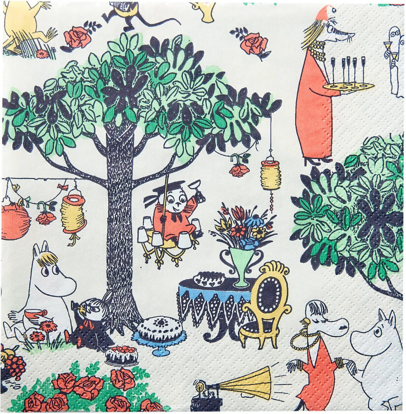 Moomin Napkin Puutarhakutsut - Multi/patterned - 33X33CM