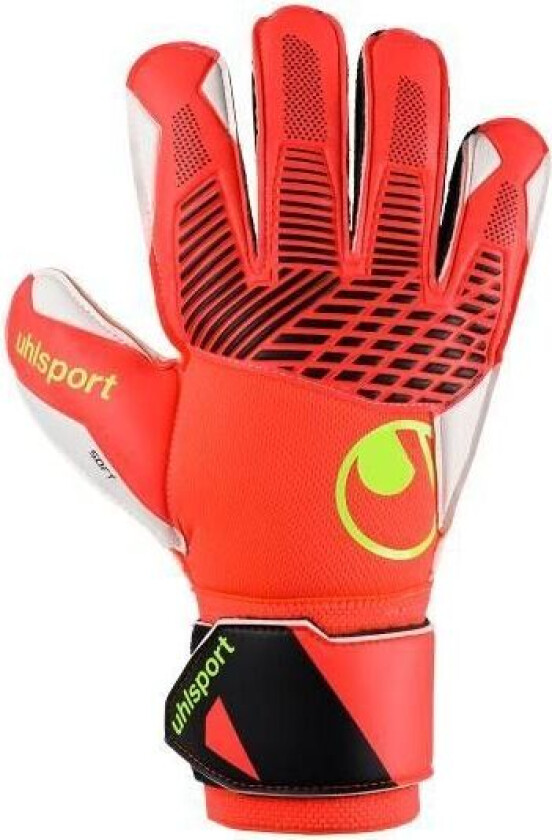 Keeperhansker Fangmaschine Soft Pro - Fluo Rød/Hvit/Gul, størrelse 11