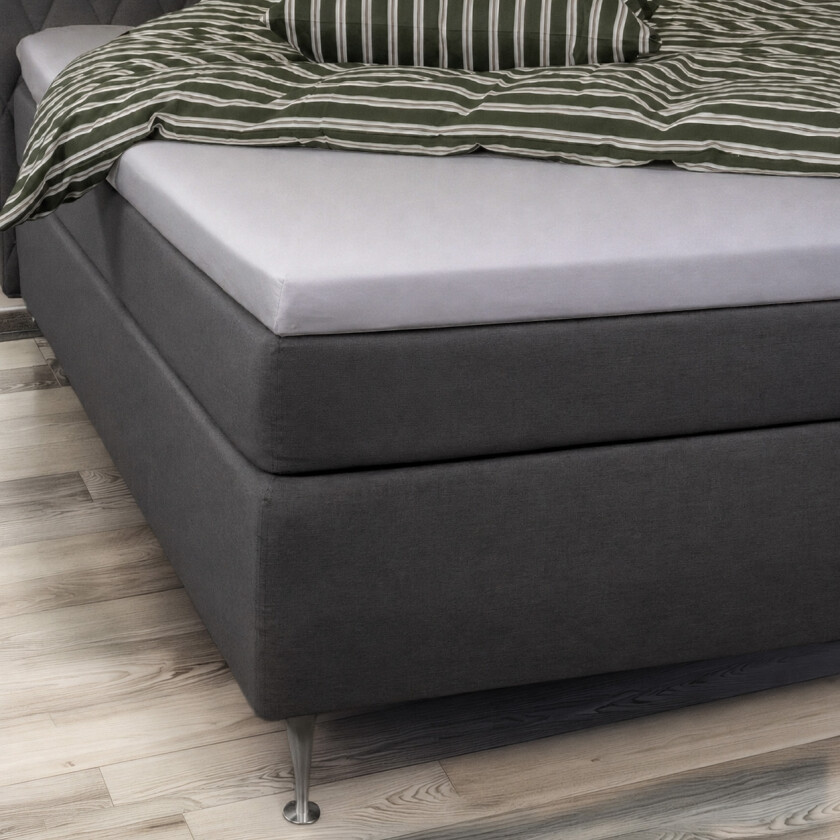 Konvoluttlaken 180x200x8 cm - Grå - 100% økologisk bomullssateng - GOTS-sertifisert laken til overmadrass