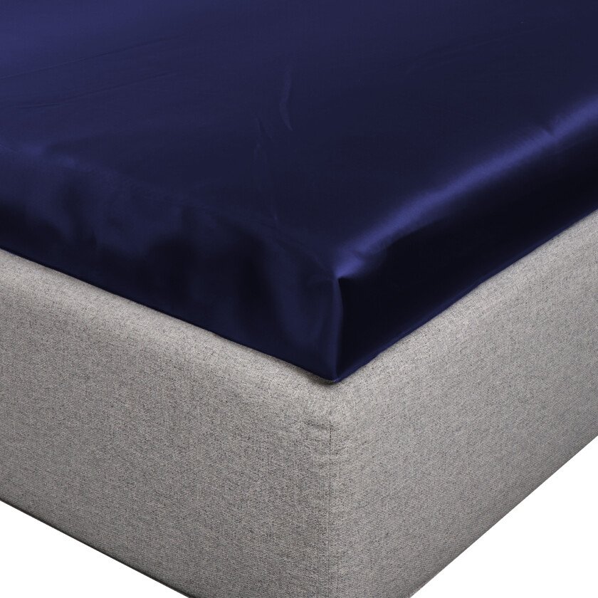 Silkelaken - konvoluttlaken 180x200x8 cm - Navy - 100% morbærsilke - By Borg