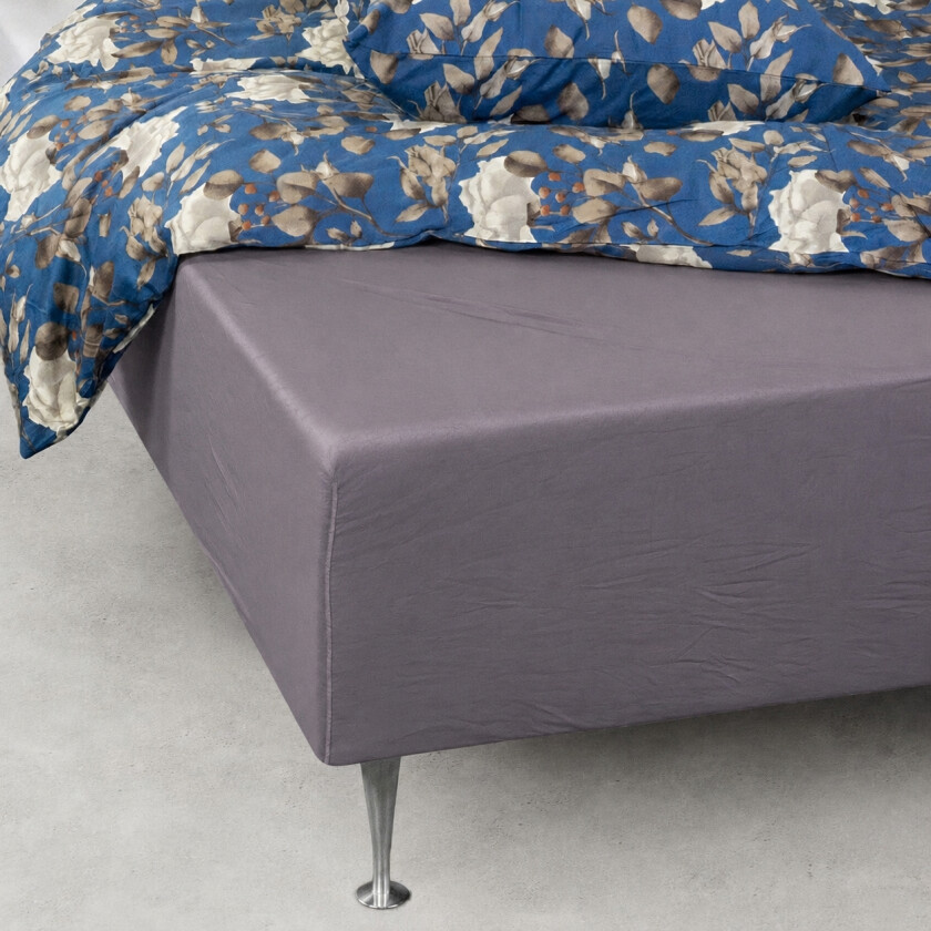 Formsydd laken 140x200 cm - 100% økologisk bomullssateng - Grå - GOTS-sertifisert formsydd laken til madrass