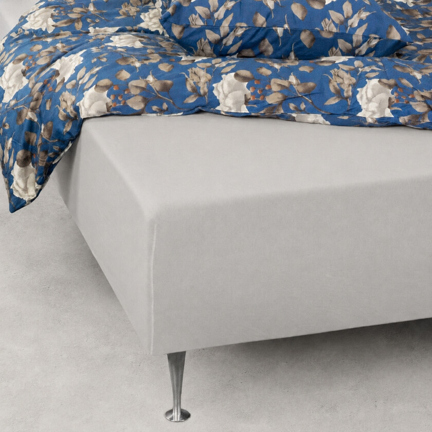 Stretchlaken 140x200 cm - 100 % økologisk bomull - Grå GOTS-sertifisert jerseylaken - Formsydde laken til madrass