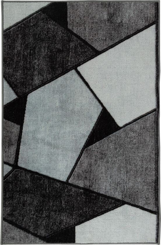 Gulvteppe 140x200 cm - Løst teppe med sklisikker bakside - Grafisk design med sorte og grå nyanser - Mykt gulvteppe fra Nordstrand Home Lea
