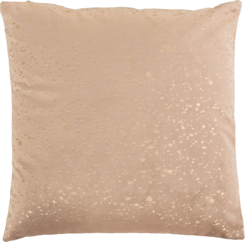 Pyntepute - 45x45 cm - Beige farget med gullprint - Sofapute med mykt velourlook - Borg living