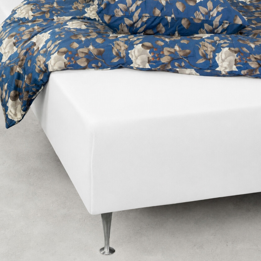Formsydd laken 180x200 cm - 100% økologisk bomullssateng - Hvit - GOTS-sertifisert formsydd laken til madrass