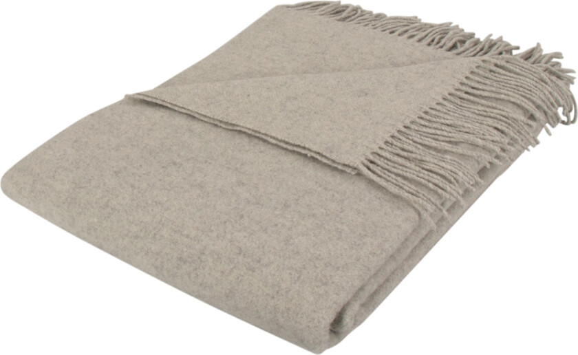 Ullpledd - 40 % Kashmir - 130x200 cm - Ensfarget lysegrått ullpledd - By Borg-pledd