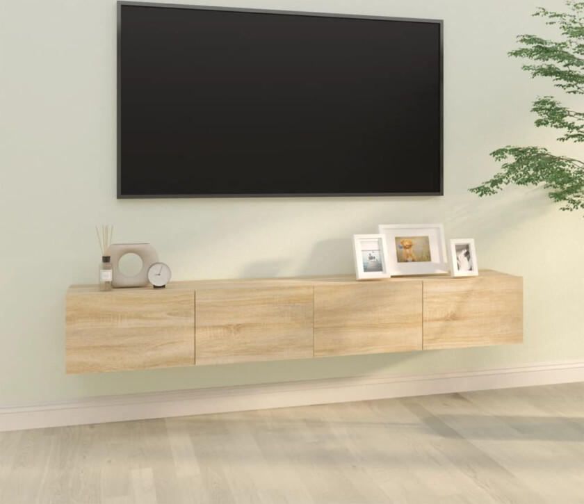 Vegghengte TV-benker 2 stk sonoma 100x30x30 cm konstruert tre