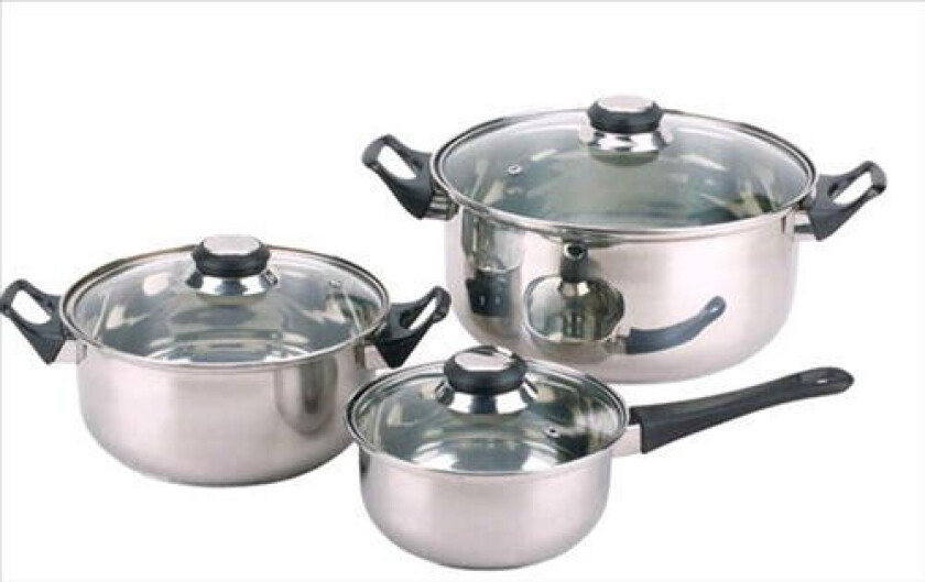 Grytesett Med Glasslokk - 1,6 L + 2,2 L + 4 L