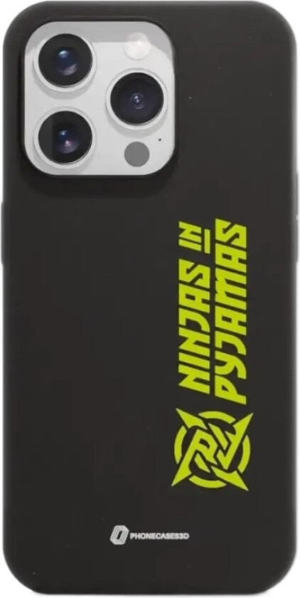 iPhone 15 Pro Ninjas in Pyjamas komposterbart deksel, svart