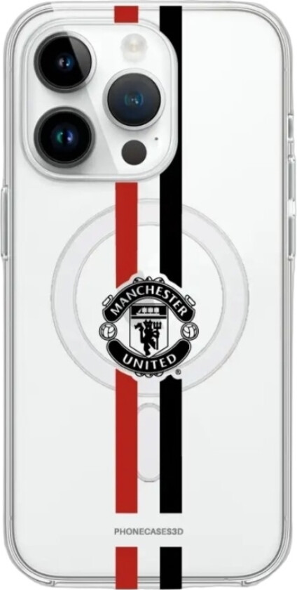 iPhone 14 Pro Manchester United FC Clear case (MagSafe) -mobildeksel, hvit