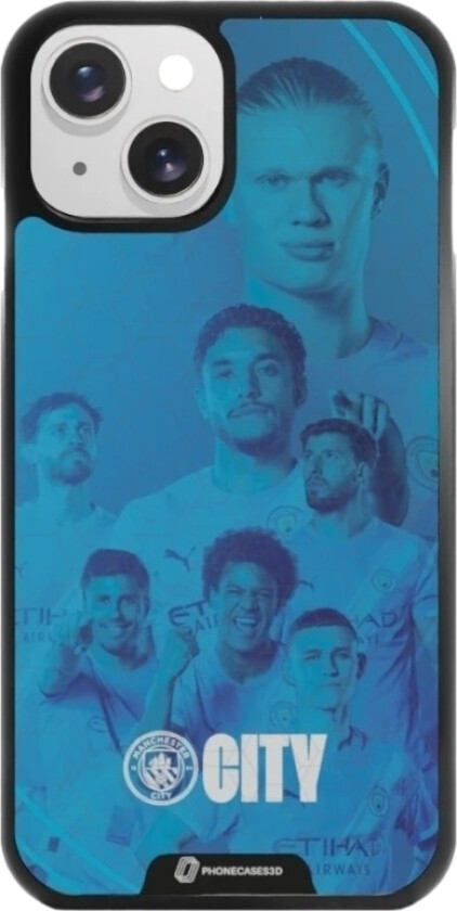 iPhone 15 Man City 3D mobildeksel, svart